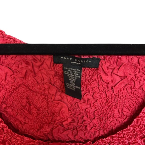 Anne Carson Crinkled Top Red Size 1X - Picture 4 of 4